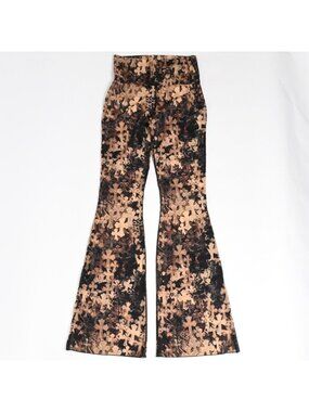 Chrome Hearts Semi Tary Cloth All Over Print Mesh Lace Flare Long Pants Sheer